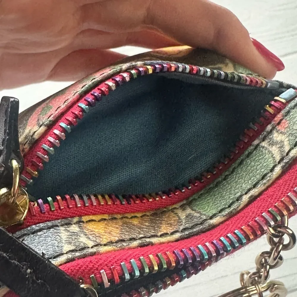 Y2K Vtg. Dooney & Bourke Multicolor Rainbow Heart Keychain Coin Wallet